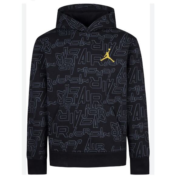 Jordan Boys Take Flight Printed Pullover Hoodie Activewear Gym Black‎ Size XL - Picture 1 of 13